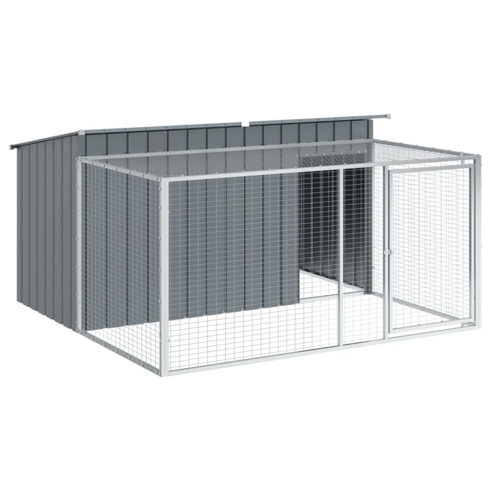 vidaXL Cușcă câine cu țarc antracit 197x194x110 cm oțel galvanizat