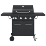 vidaXL Grătar pe gaz cu 5 arzătoare, negru, oțel vopsit electrostatic vidaXL Grătar pe gaz cu 5 arzătoare, negru, oțel vopsit electrostatic