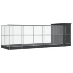 vidaXL Voliera de păsări cu extensie, argintiu, 623x203x216 cm, oțel vidaXL Voliera de păsări cu extensie, argintiu, 623x203x216 cm, oțel