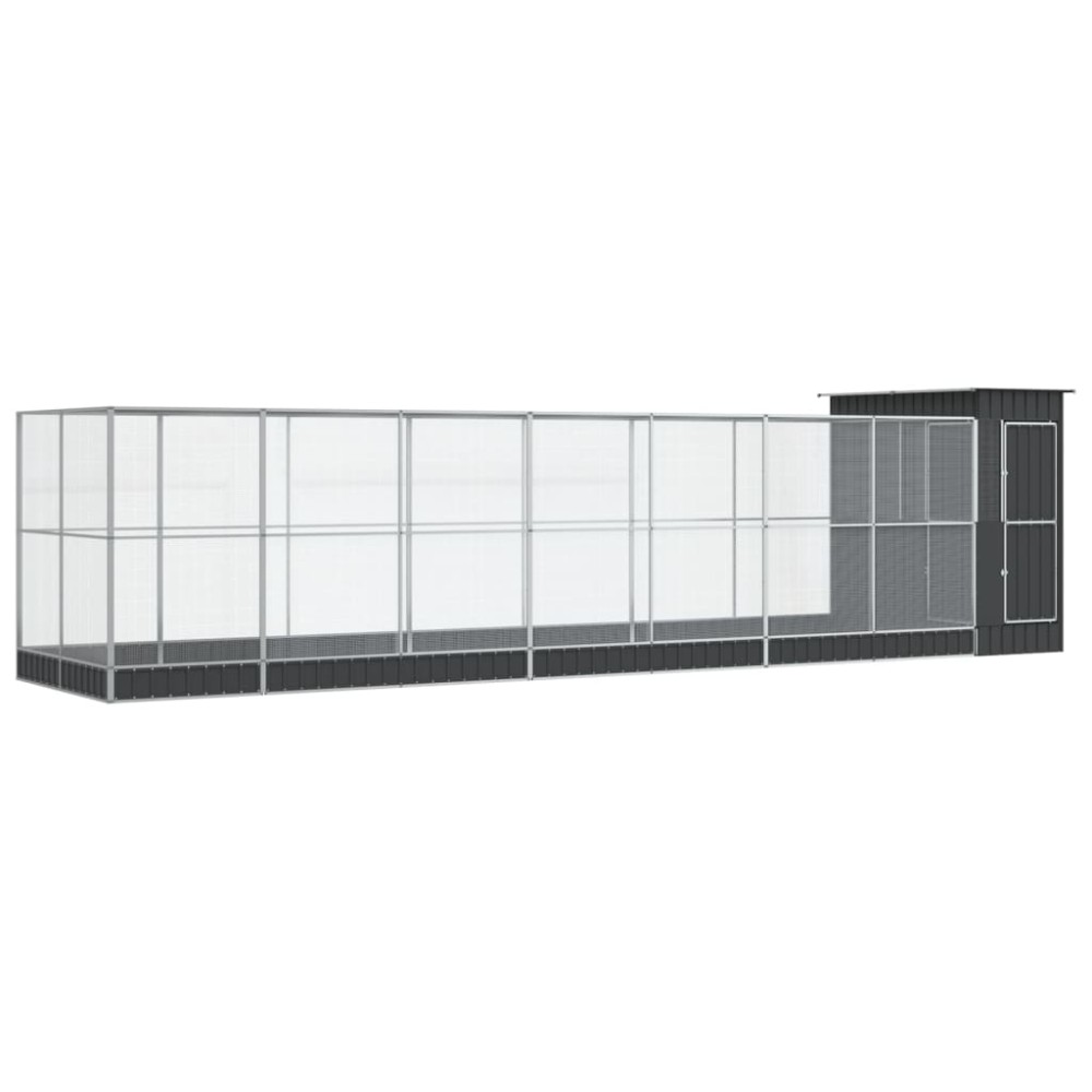 vidaXL Voliera de păsări cu extensie, argintiu, 830x203x216 cm, oțel