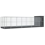 vidaXL Voliera de păsări cu extensie, argintiu, 830x203x216 cm, oțel vidaXL Voliera de păsări cu extensie, argintiu, 830x203x216 cm, oțel
