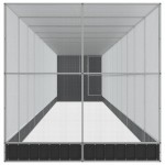 vidaXL Voliera de păsări cu extensie, argintiu, 1244x203x216 cm, oțel