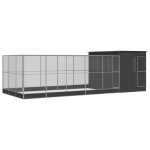 vidaXL Voliera de păsări cu extensie, argintiu, 704x303x216 cm, oțel