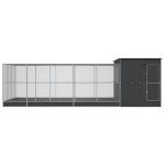 vidaXL Voliera de păsări cu extensie, argintiu, 704x303x216 cm, oțel