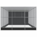 vidaXL Voliera de păsări cu extensie, argintiu, 704x303x216 cm, oțel