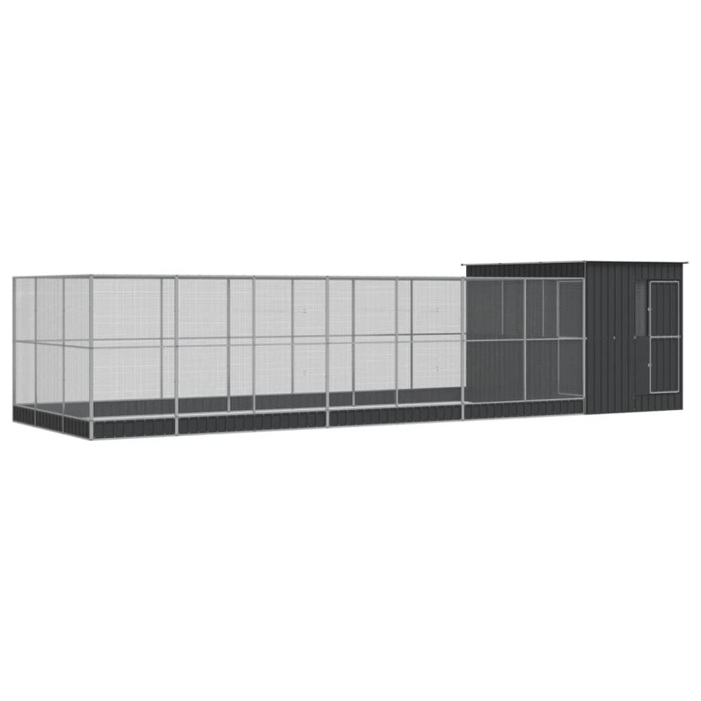 vidaXL Voliera de păsări cu extensie, argintiu, 911x303x216 cm, oțel