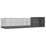 vidaXL Voliera de păsări cu extensie, argintiu, 911x303x216 cm, oțel