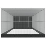 vidaXL Voliera de păsări cu extensie, argintiu, 1118x303x216 cm, oțel