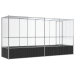 vidaXL Voliera de păsări cu extensie, argintiu, 418,5x107x212 cm, oțel