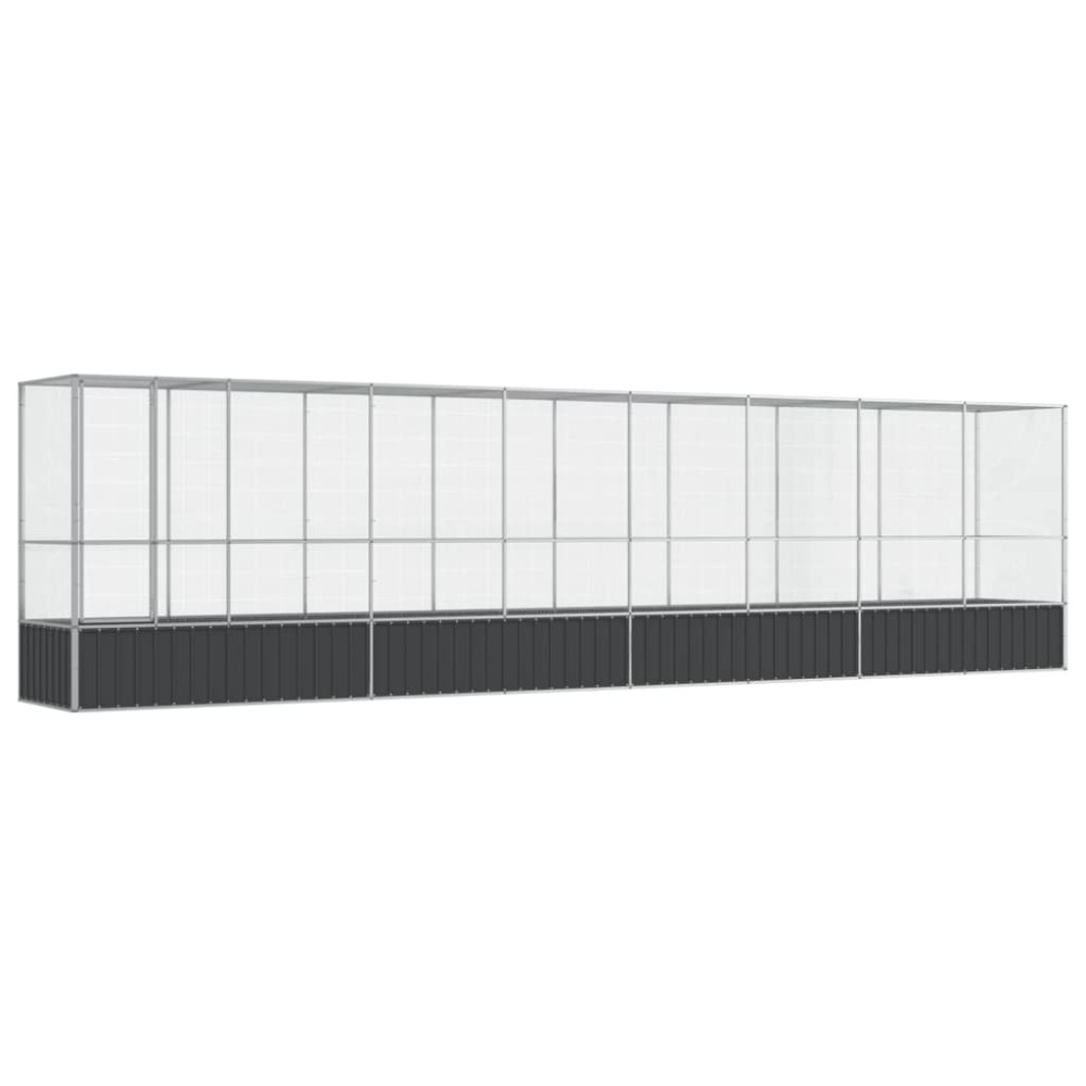 vidaXL Voliera de păsări cu extensie, argintiu, 834,5x107x212 cm, oțel