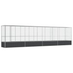 vidaXL Voliera de păsări cu extensie, argintiu, 834,5x107x212 cm, oțel
