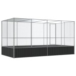 vidaXL Voliera de păsări cu extensie, argintiu, 418x207x212 cm, oțel