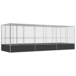 vidaXL Voliera de păsări cu extensie, argintiu, 625x207x212 cm, oțel