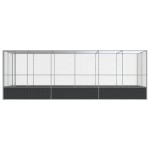 vidaXL Voliera de păsări cu extensie, argintiu, 625x207x212 cm, oțel