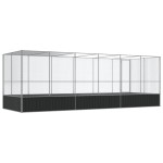 vidaXL Voliera de păsări cu extensie, argintiu, 625x207x212 cm, oțel