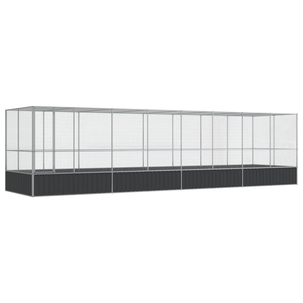 vidaXL Voliera de păsări cu extensie, argintiu, 832x207x212 cm, oțel