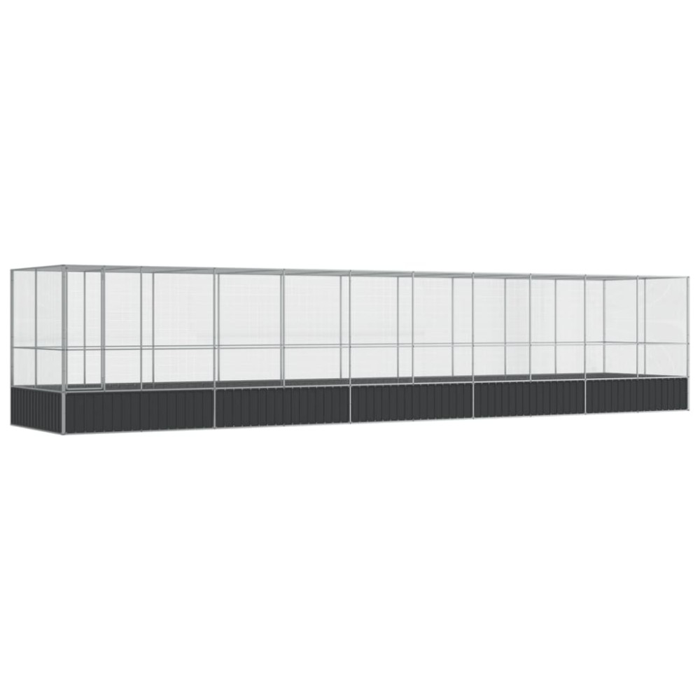 vidaXL Voliera de păsări cu extensie, argintiu, 1039x207x212 cm, oțel