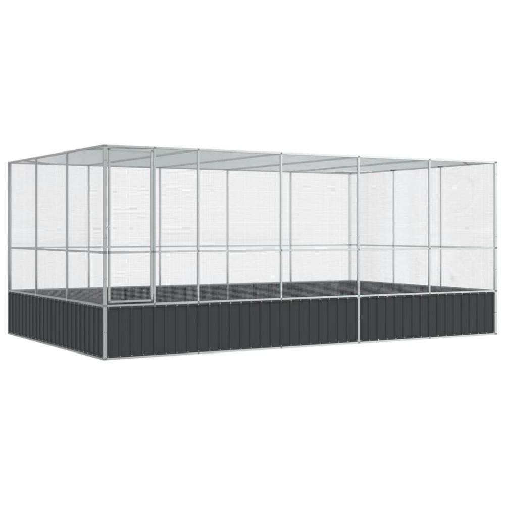 vidaXL Voliera de păsări cu extensie, argintiu, 518x307x212 cm, oțel