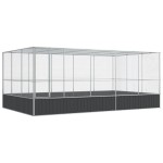 vidaXL Voliera de păsări cu extensie, argintiu, 518x307x212 cm, oțel vidaXL Voliera de păsări cu extensie, argintiu, 518x307x212 cm, oțel