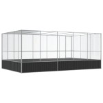 vidaXL Voliera de păsări cu extensie, argintiu, 518x307x212 cm, oțel vidaXL Voliera de păsări cu extensie, argintiu, 518x307x212 cm, oțel