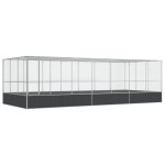 vidaXL Voliera de păsări cu extensie, argintiu, 725x307x212 cm, oțel
