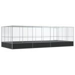 vidaXL Voliera de păsări cu extensie, argintiu, 725x307x212 cm, oțel
