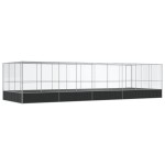 vidaXL Voliera de păsări cu extensie, argintiu, 932x307x212 cm, oțel