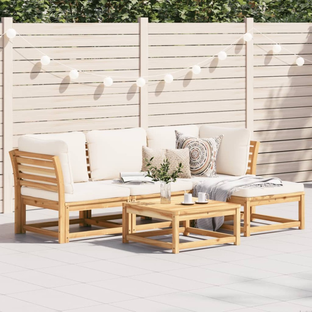 vidaXL Set mobilier de grădină cu perne, 5 buc., lemn masiv acacia