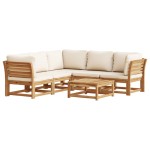 vidaXL Set mobilier grădină cu perne, 6 piese, lemn masiv acacia