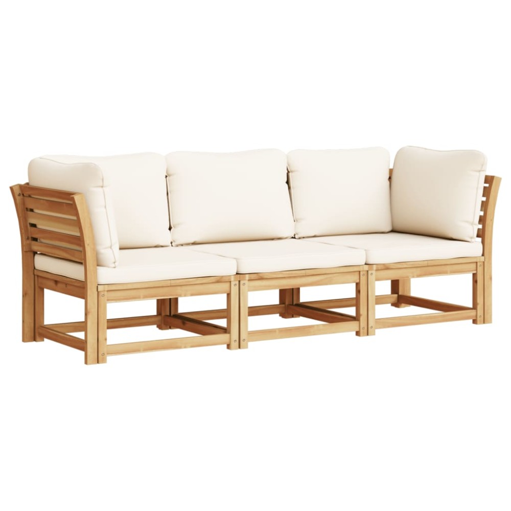 vidaXL Set mobilier de grădină cu perne, 3 piese, lemn masiv acacia