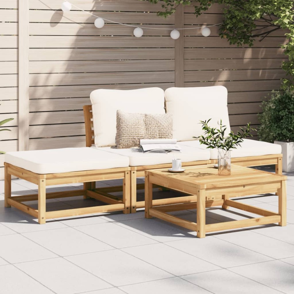 vidaXL Set mobilier de grădină cu perne, 4 piese, lemn masiv de acacia