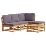 vidaXL Set mobilier de grădină cu perne, 5 buc., lemn masiv acacia vidaXL Set mobilier de grădină cu perne, 5 buc., lemn masiv acacia