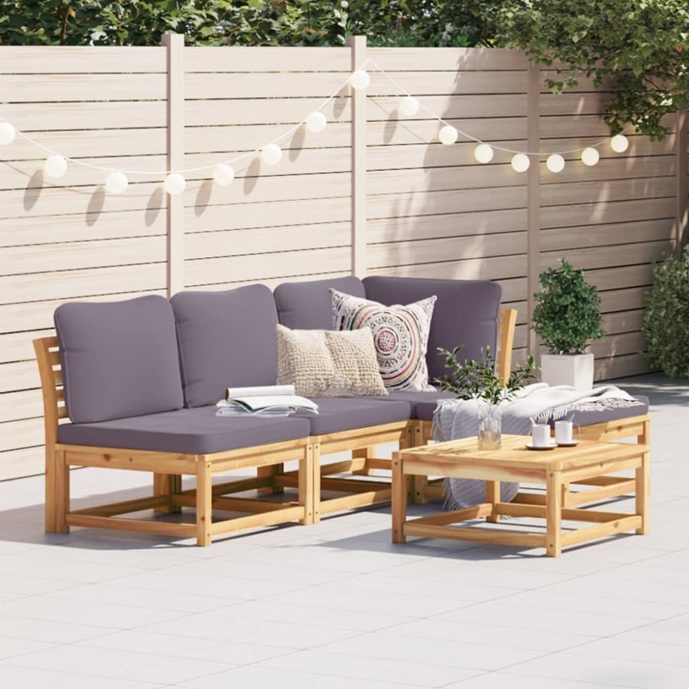 vidaXL Set mobilier de grădină cu perne, 5 buc., lemn masiv acacia
