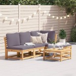 vidaXL Set mobilier de grădină cu perne, 5 buc., lemn masiv acacia vidaXL Set mobilier de grădină cu perne, 5 buc., lemn masiv acacia
