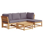 vidaXL Set mobilier de grădină cu perne, 5 buc., lemn masiv acacia vidaXL Set mobilier de grădină cu perne, 5 buc., lemn masiv acacia