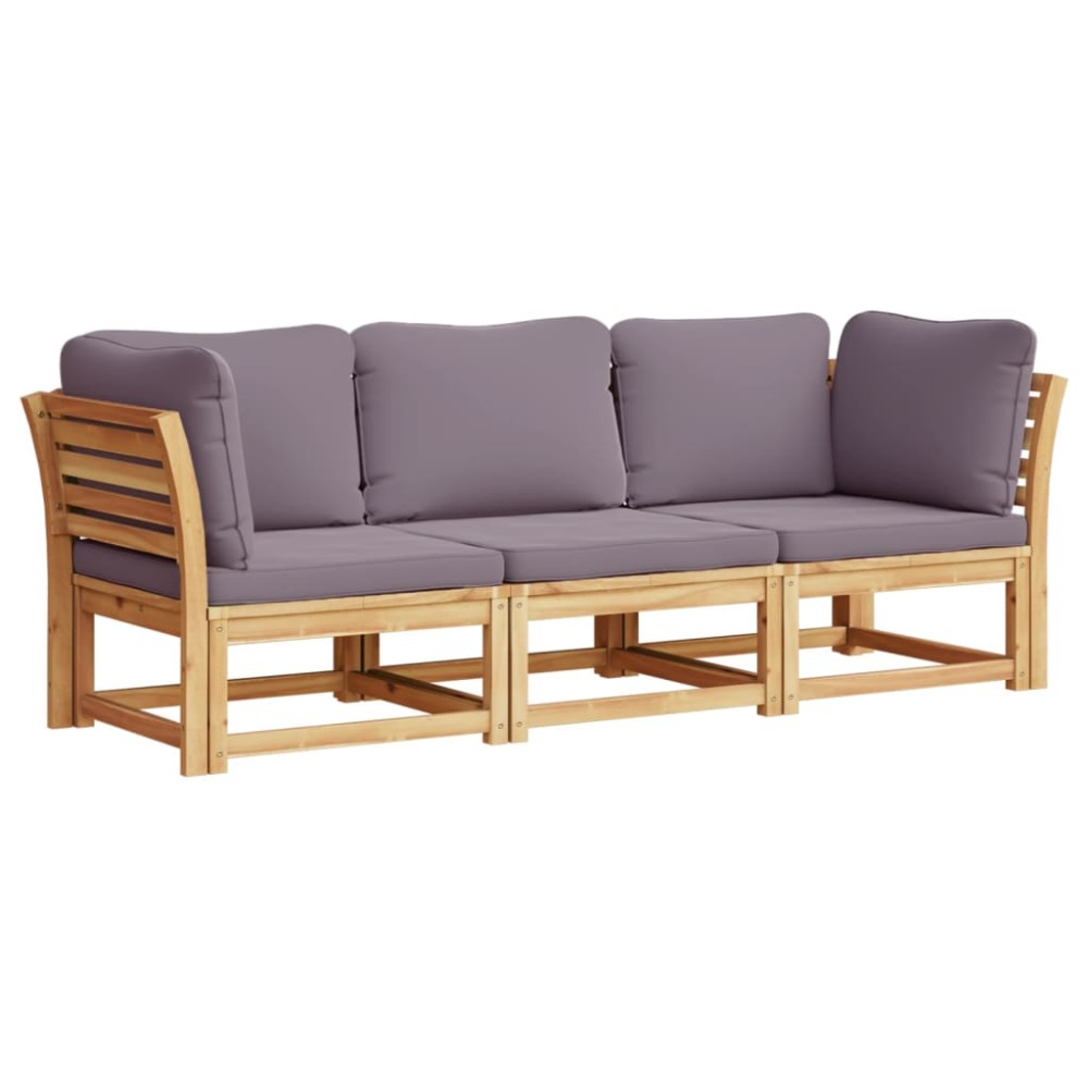vidaXL Set mobilier de grădină cu perne, 3 piese, lemn masiv acacia