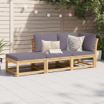 vidaXL Set mobilier de grădină cu perne, 3 piese, lemn masiv acacia vidaXL Set mobilier de grădină cu perne, 3 piese, lemn masiv acacia