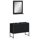 vidaXL Set dulapuri de baie, 2 piese, negru, lemn prelucrat vidaXL Set dulapuri de baie, 2 piese, negru, lemn prelucrat