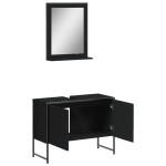 vidaXL Set dulapuri de baie, 2 piese, negru, lemn prelucrat vidaXL Set dulapuri de baie, 2 piese, negru, lemn prelucrat