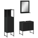 vidaXL Set dulapuri de baie, 3 piese, negru, lemn prelucrat vidaXL Set dulapuri de baie, 3 piese, negru, lemn prelucrat