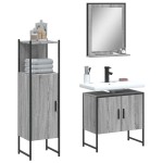 vidaXL Set dulapuri de baie, 3 piese, gri sonoma, lemn prelucrat vidaXL Set dulapuri de baie, 3 piese, gri sonoma, lemn prelucrat