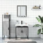 vidaXL Set dulapuri de baie, 3 piese, gri sonoma, lemn prelucrat vidaXL Set dulapuri de baie, 3 piese, gri sonoma, lemn prelucrat