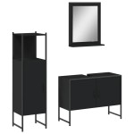 vidaXL Set dulapuri de baie, 3 piese, negru, lemn prelucrat vidaXL Set dulapuri de baie, 3 piese, negru, lemn prelucrat