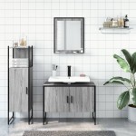 vidaXL Set dulapuri de baie, 3 piese, gri sonoma, lemn prelucrat vidaXL Set dulapuri de baie, 3 piese, gri sonoma, lemn prelucrat