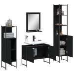 vidaXL Set dulapuri de baie, 4 piese, negru, lemn prelucrat vidaXL Set dulapuri de baie, 4 piese, negru, lemn prelucrat