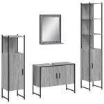 vidaXL Set dulapuri de baie, 4 piese, gri sonoma, lemn prelucrat vidaXL Set dulapuri de baie, 4 piese, gri sonoma, lemn prelucrat