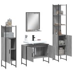 vidaXL Set dulapuri de baie, 4 piese, gri sonoma, lemn prelucrat vidaXL Set dulapuri de baie, 4 piese, gri sonoma, lemn prelucrat