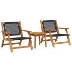 vidaXL Set de scaune de exterior cu masă - 3 piese din lemn de acacia neagră