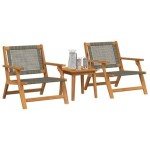 vidaXL Scaune de Grădină cu Masă 3 pcs Gri Lemn Solid de Acacia