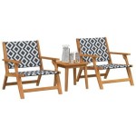 Set scaune de grădină vidaXL cu masă 3 piese Negru și Alb din lemn masiv de acacia Set scaune de grădină vidaXL cu masă 3 piese Negru și Alb din lemn masiv de acacia